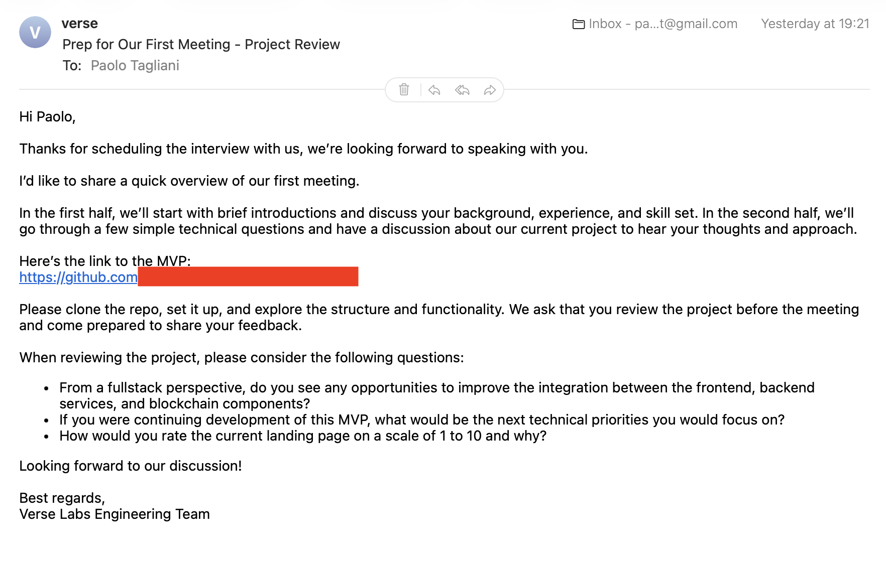 L’email del finto recruiter